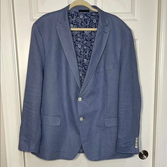 Lauren Ralph Lauren Linen Blazer Sz XL 48R Blue Classic Old Money Single Breast - Picture 1 of 15
